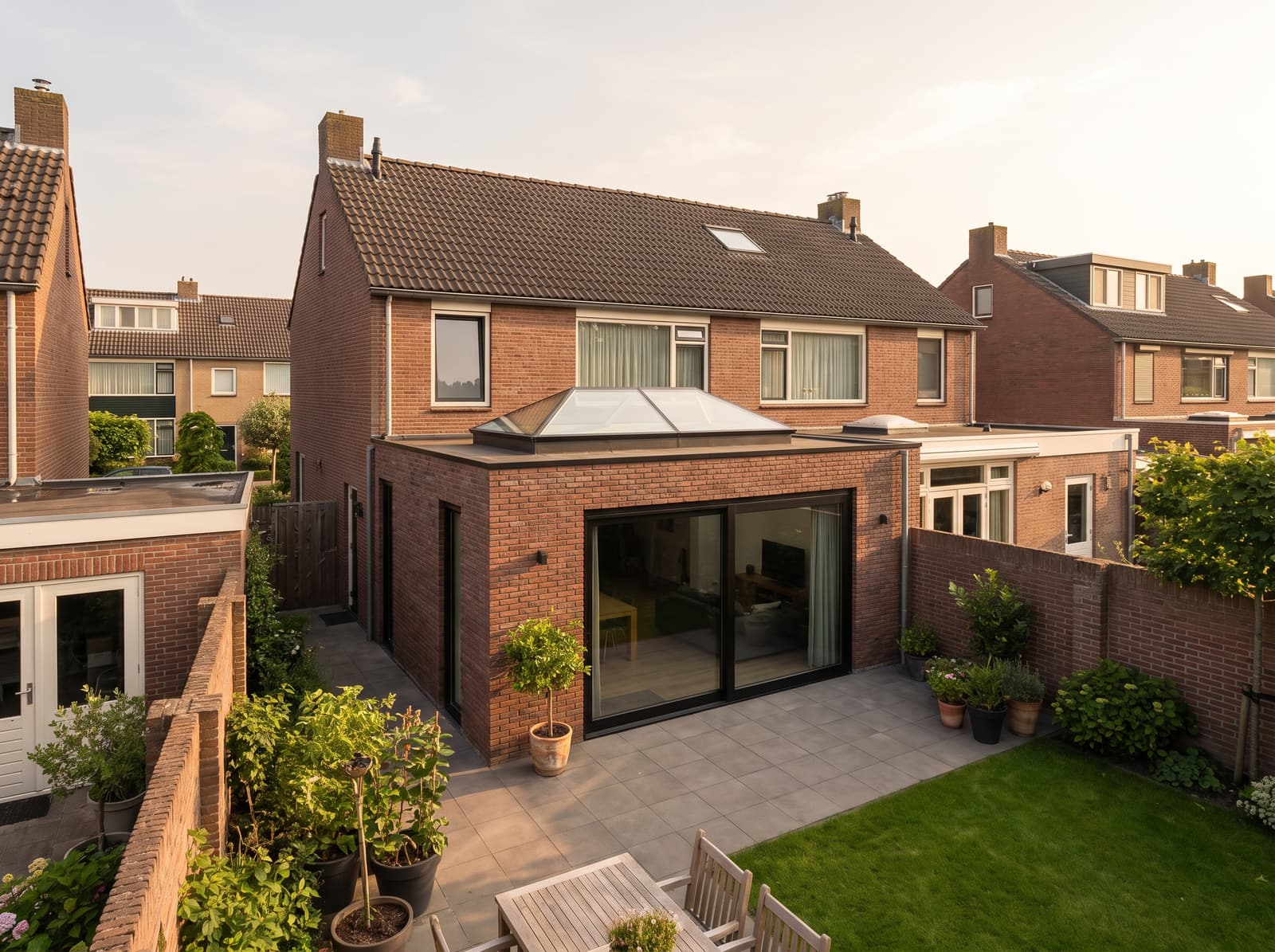 Aanbouw met lichtstraat